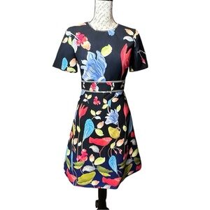 Peter Pilotto Black and Blue Floral Dress Size 2